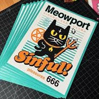 XL Meowport Sinful Pleasures STICKER by the666cat
