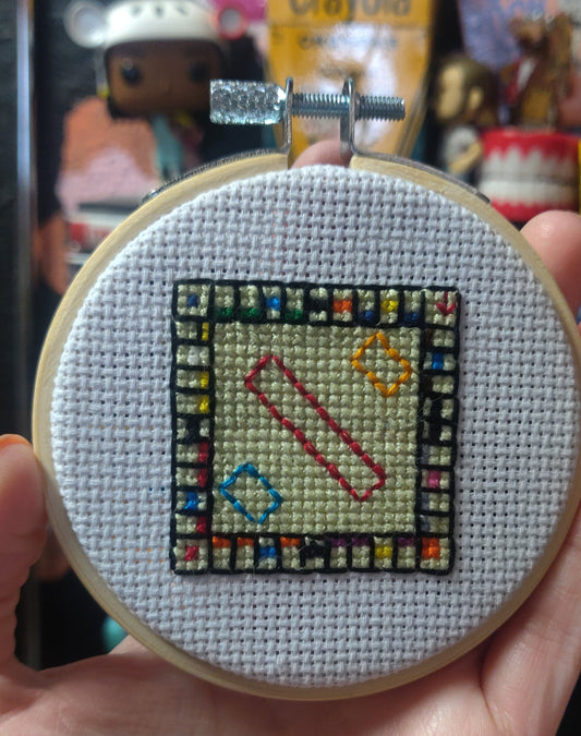 Monopoly CROSS STiTCH HOOP by Stitched and Bewitched