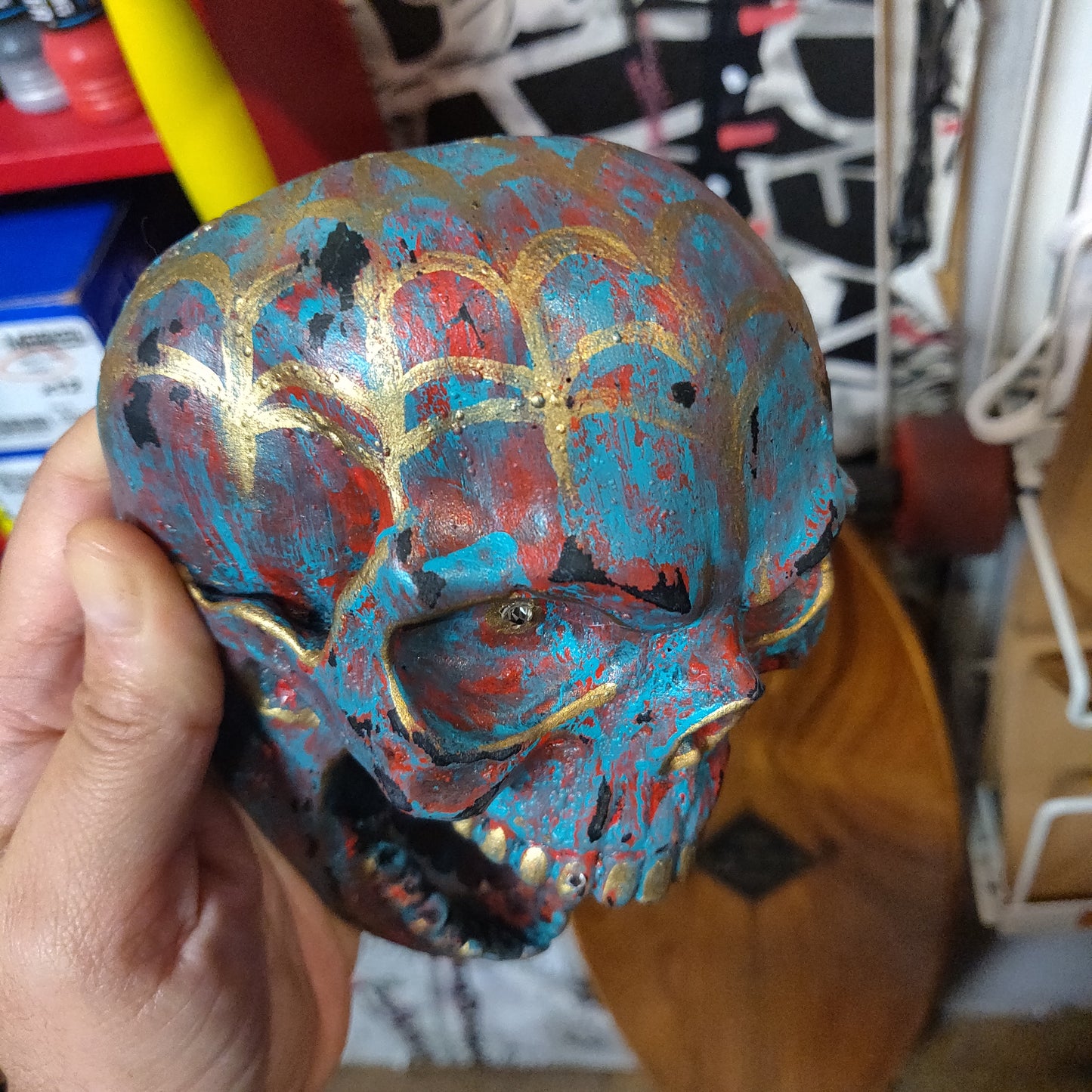 Hand Sculpted Skull Wall Hanging