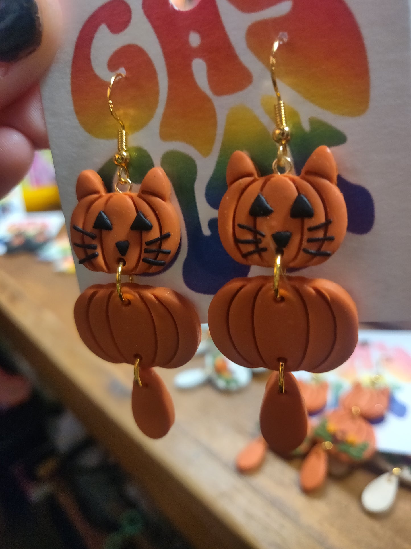 Pumpkin Cat EARRiNGS by Gay Clay