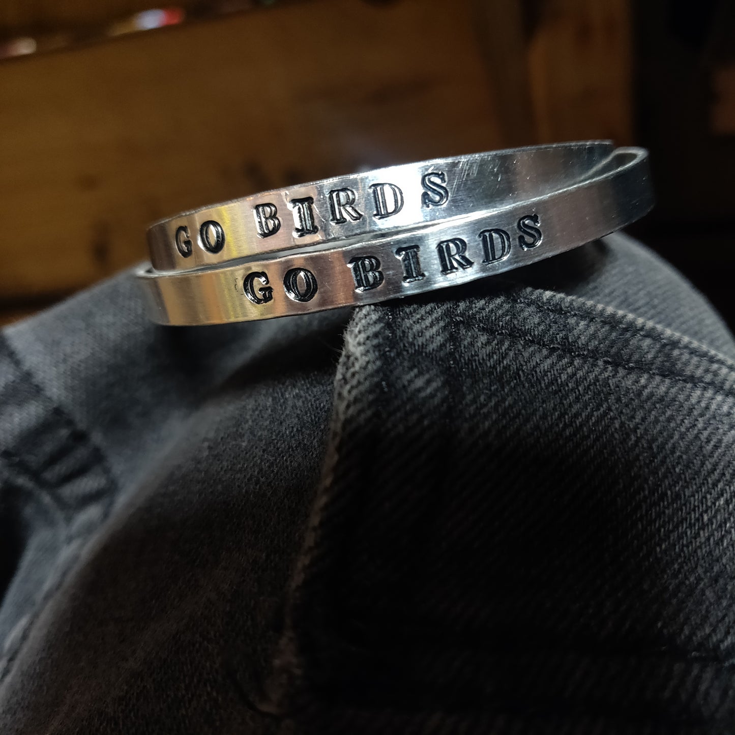 Go Birds Metal Stamped CUFF BRACELET