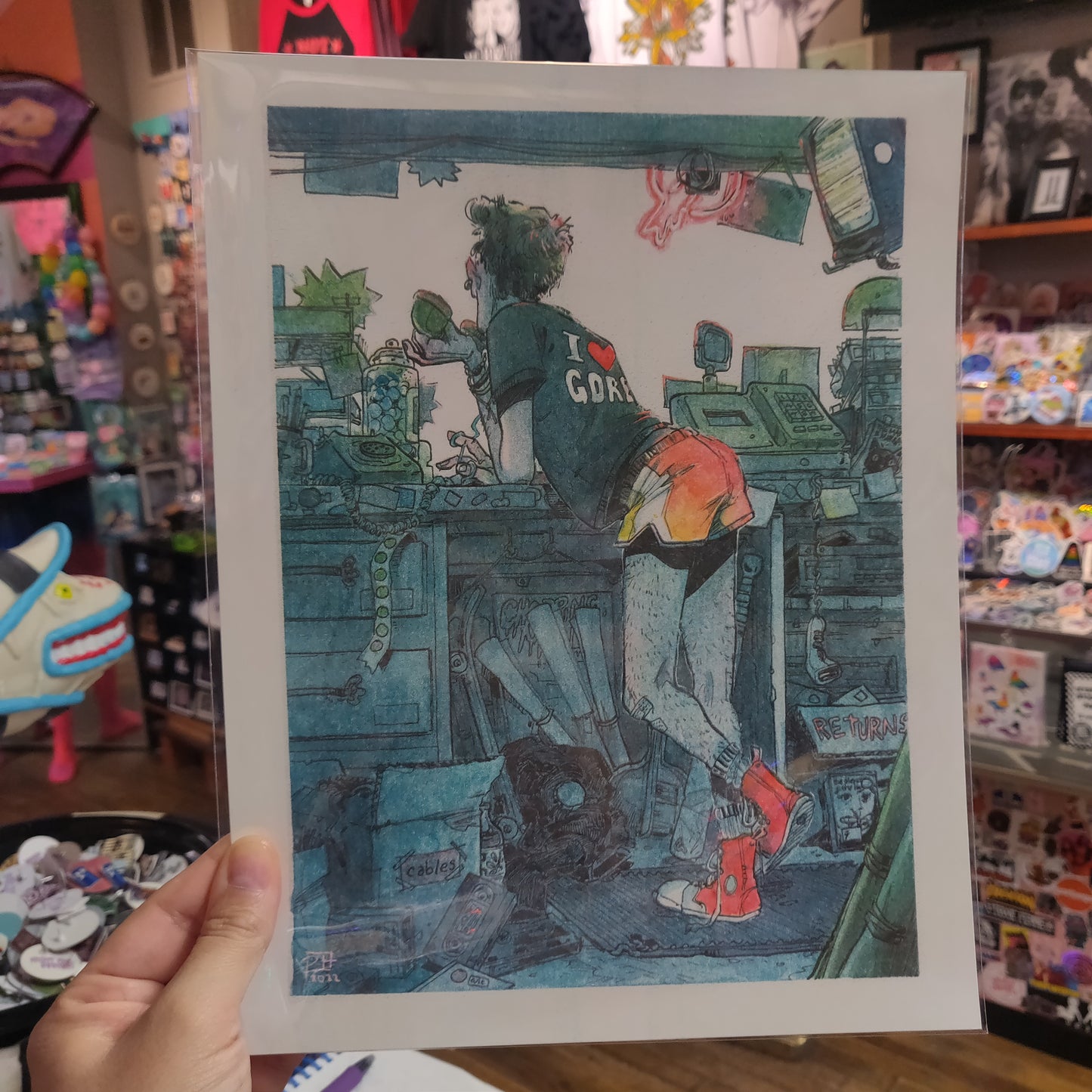 I Heart Gore Video Store Riso PRiNT by Giles Crawford