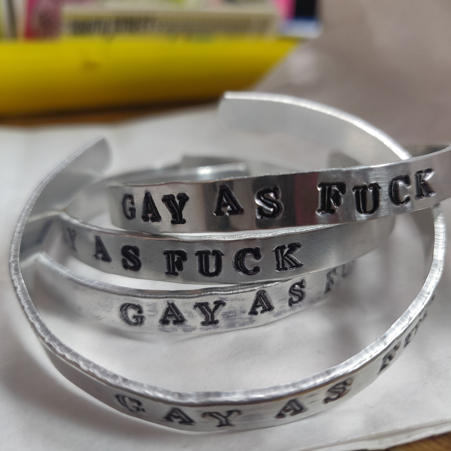 Gay as Fuck Metal Stamped CUFF BRACELET