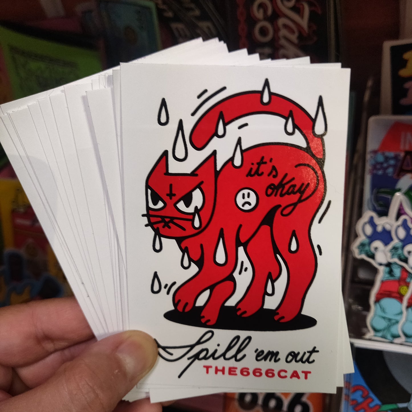 It’s Okay, Spill ‘em out STICKER by the666cat