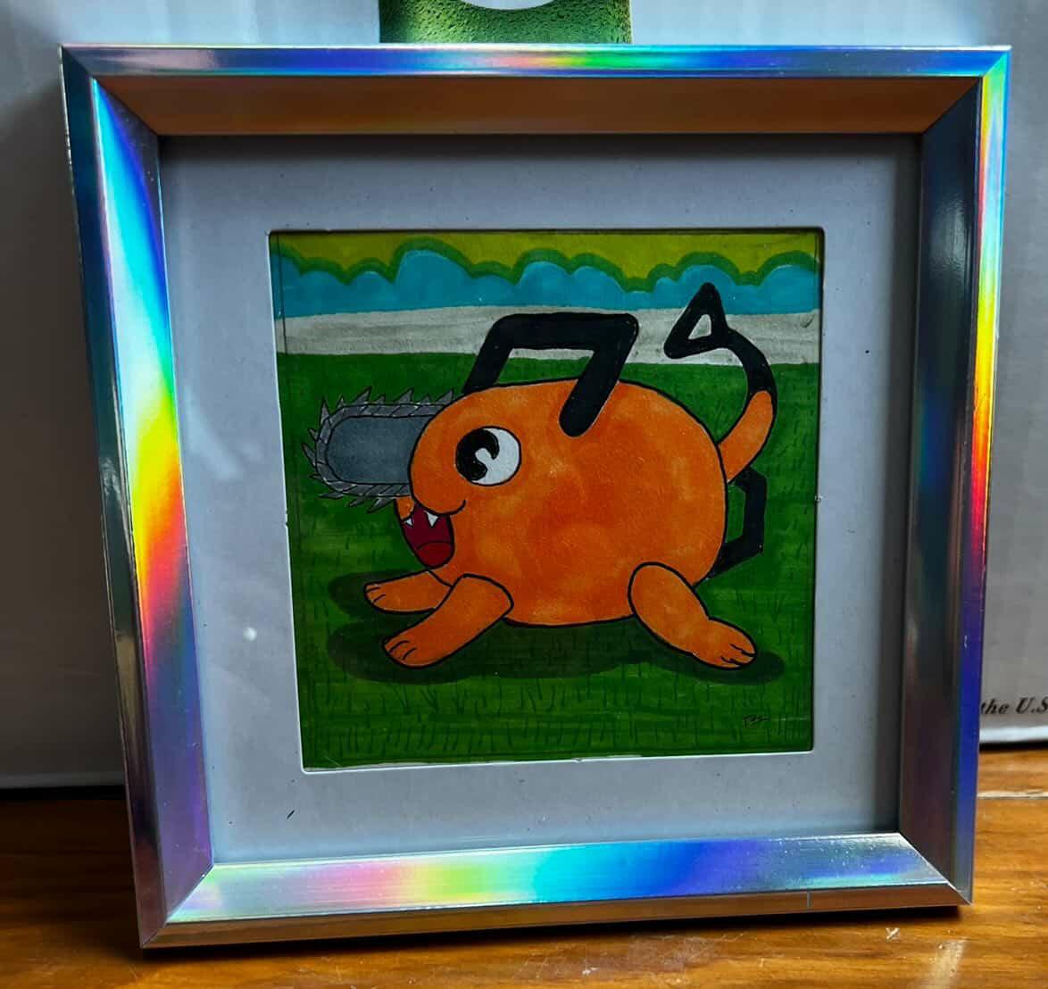 Chainsaw Framed Original Drawing WALL ART