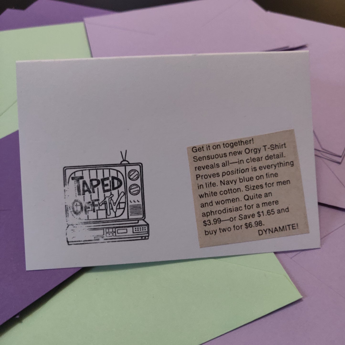 18+ Vintage Orgy Shirt Ad Collage GREETiNG CARD