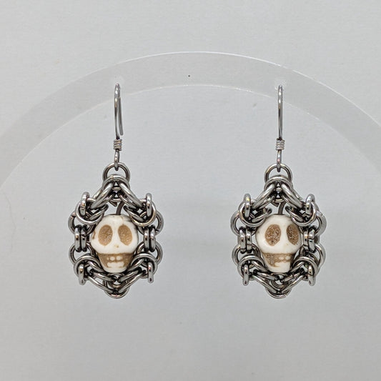 Skull Windows Chainmaille EARRINGS by Sixth House Ego