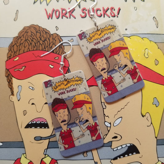 Bunghole and Dumbass Work Sucks VHS Cover EARRINGS
