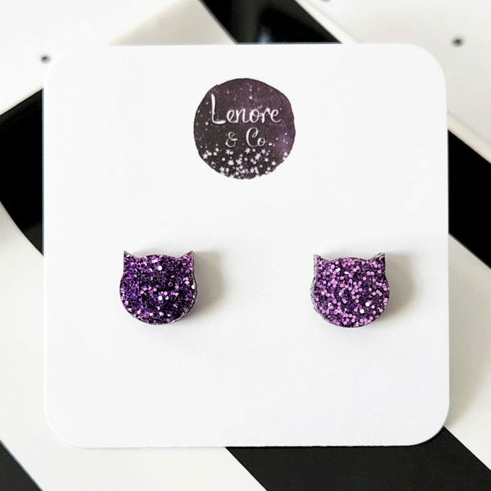 Cat Head Stud EARRINGS by lenore & co