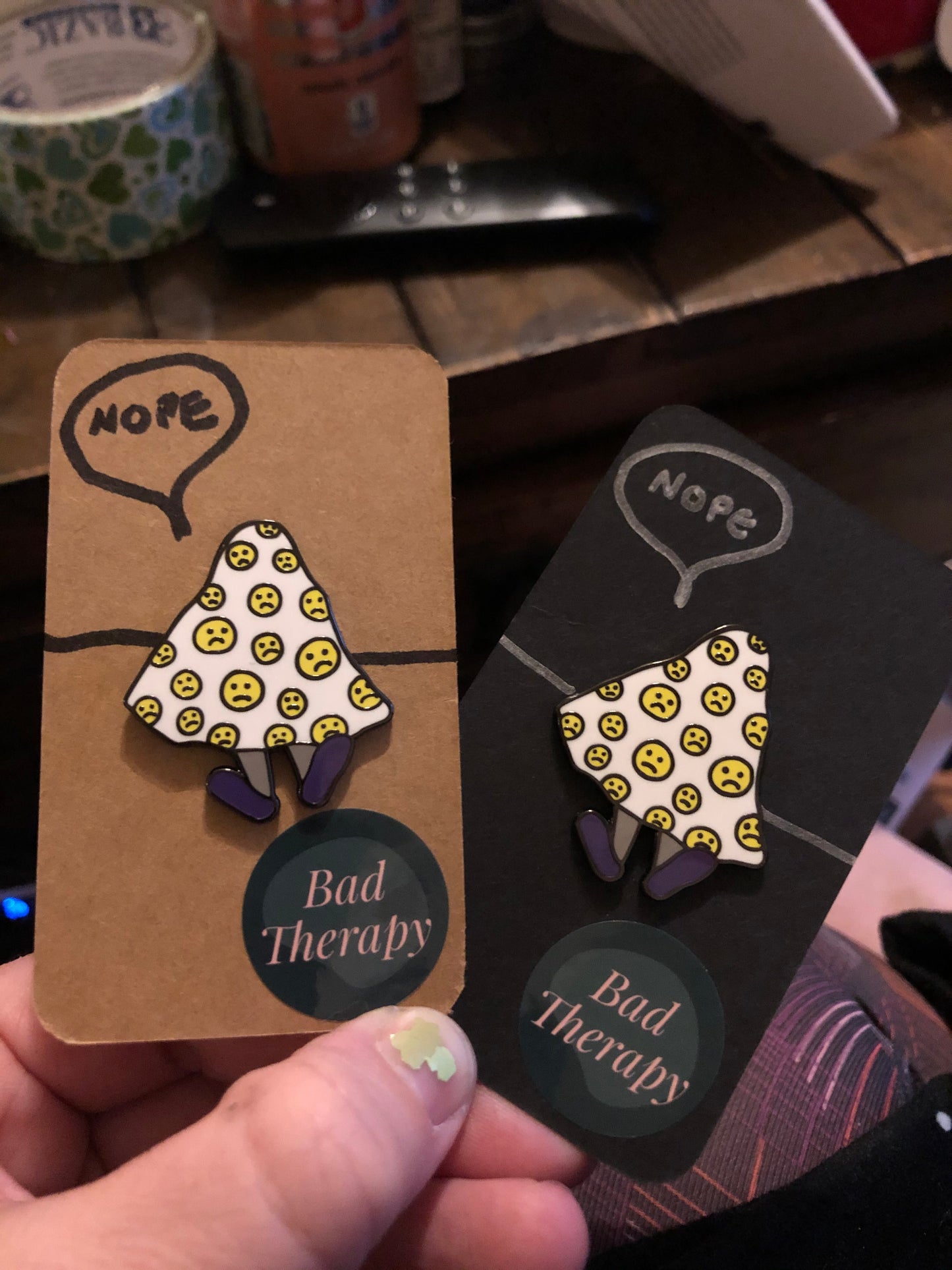 Sad NOPE Enamel PIN