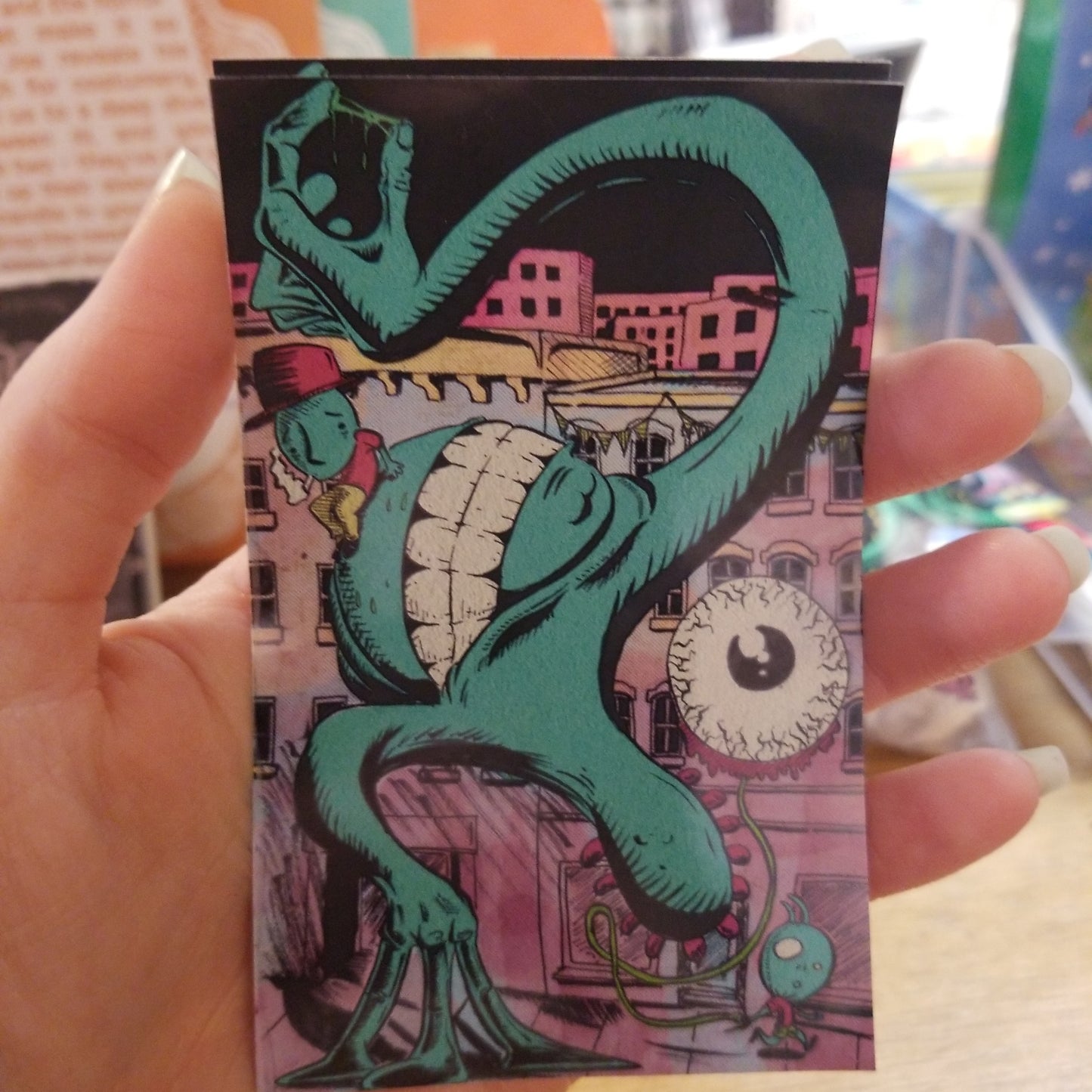 Teal Eyeball Monster STICKER