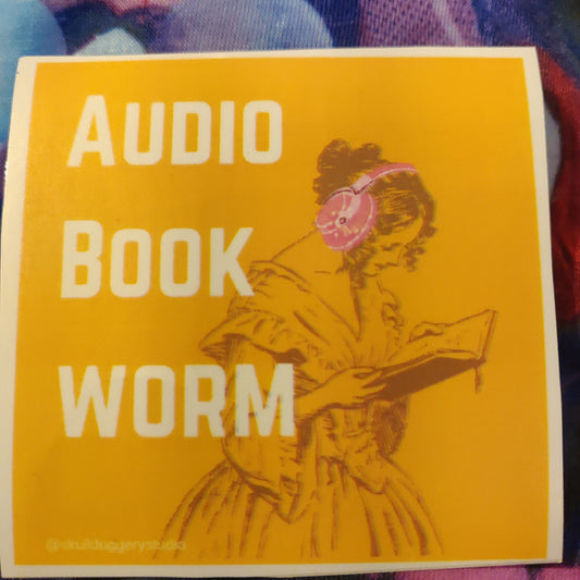 Audio Book Worm STICKER by Skullduggery Studio