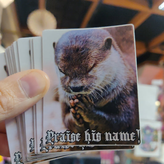 Praise his name! Otter STICKER by Praise Dobler