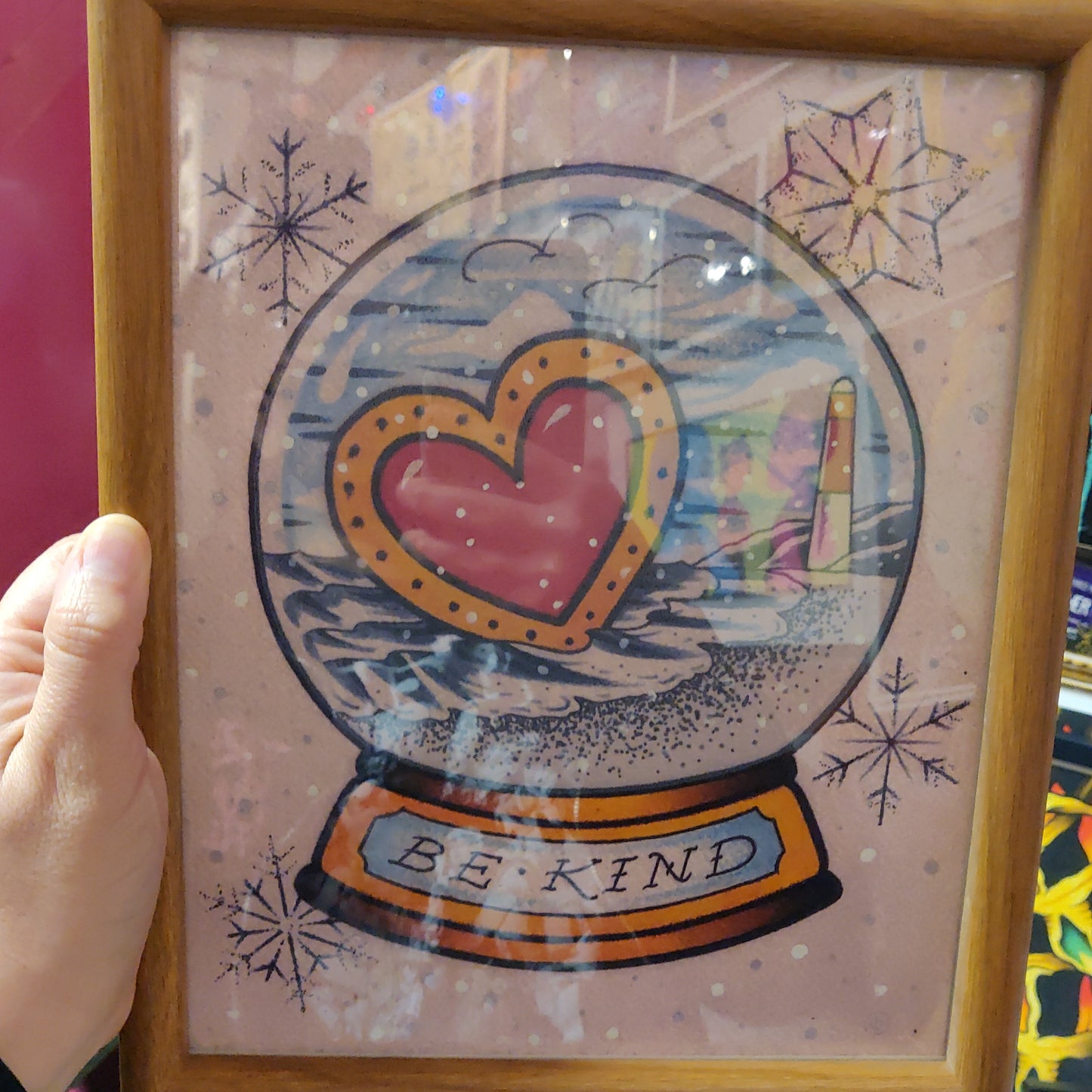 Be Kind Snow Globe Framed PRINTs (Limited Edition by Evan Void)