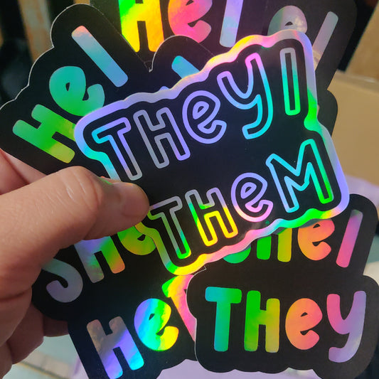 Holographic Pronoun STICKERs by Fluffmallow