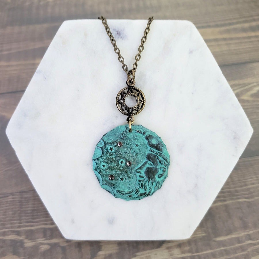 Verdigris Celestial Moon NECKLACE