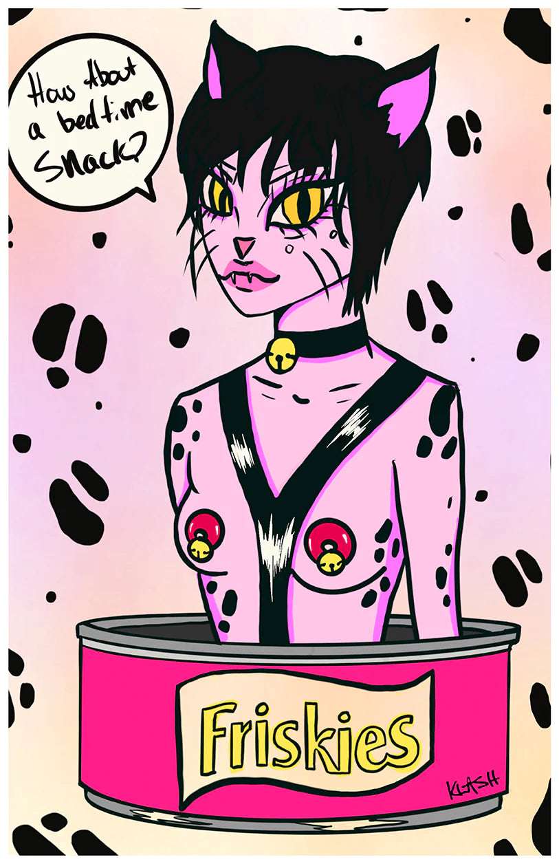 Friskies POSTER PRINT by Albino Kitty