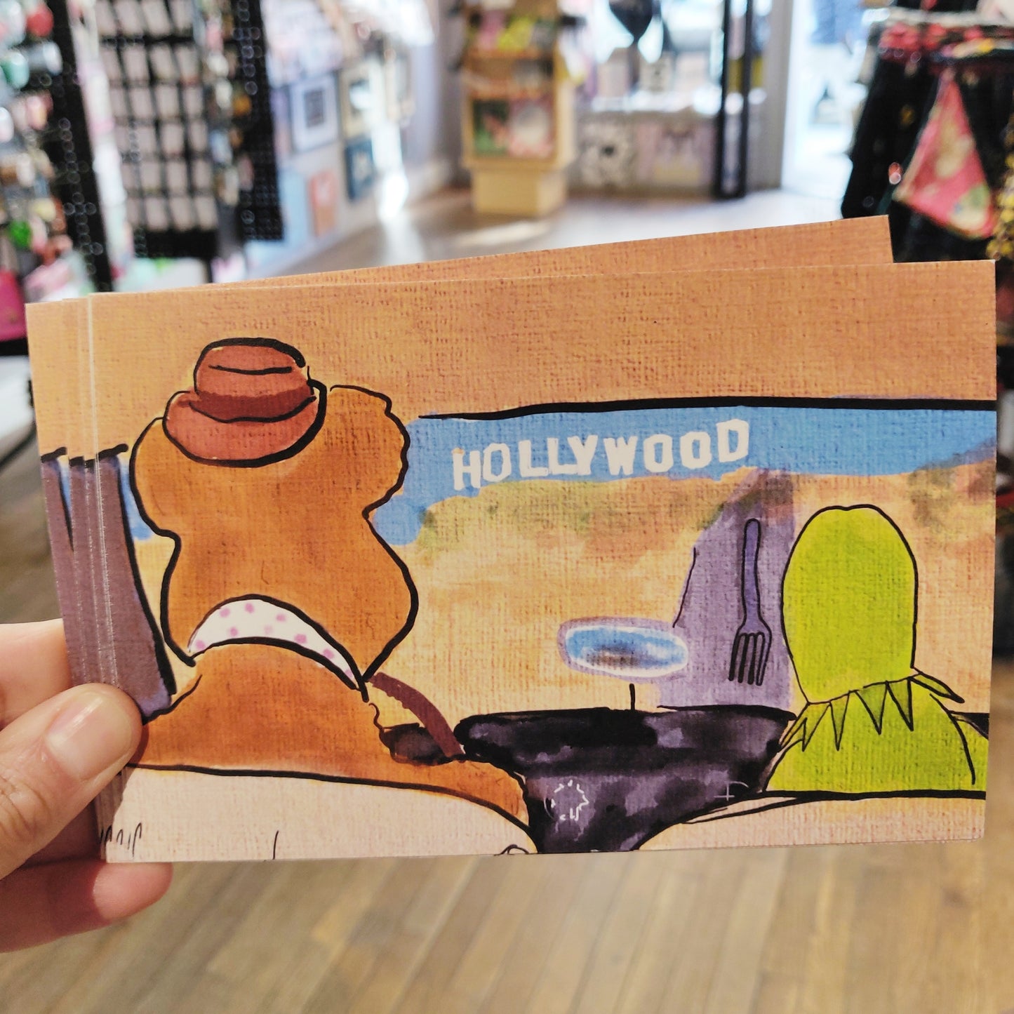 Moving right along Hollywood Frog + Bear POSTCARD
