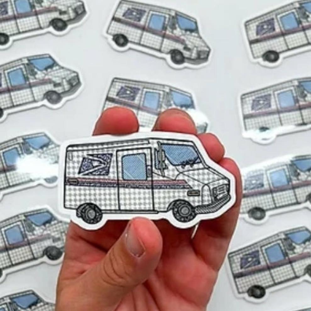 Mail's Here STICKER (mail truck)