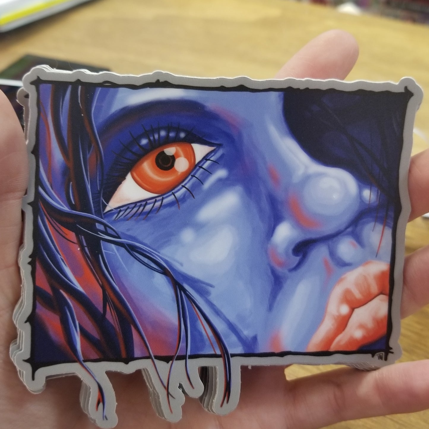 Blue Woman Rectangle STICKER