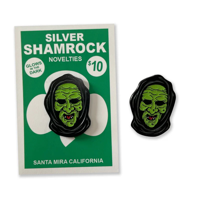 Halloween 3 Silver Shamrock Mask ENAMEL PIN by mattcandraw