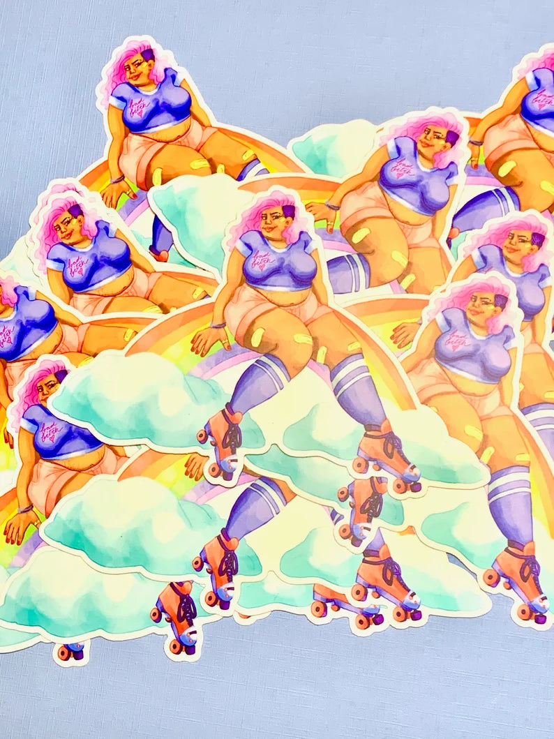 Rainbow Skater STICKER by Obeillustration