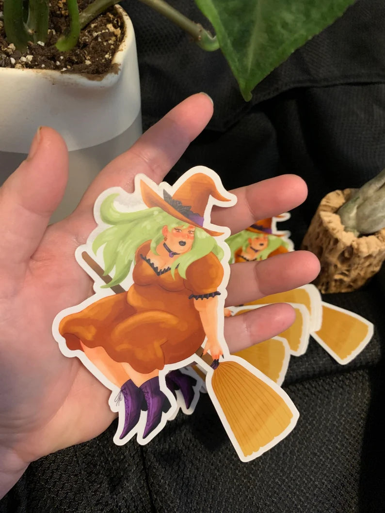 Baddie on a Broom STICKER by Obeillustration