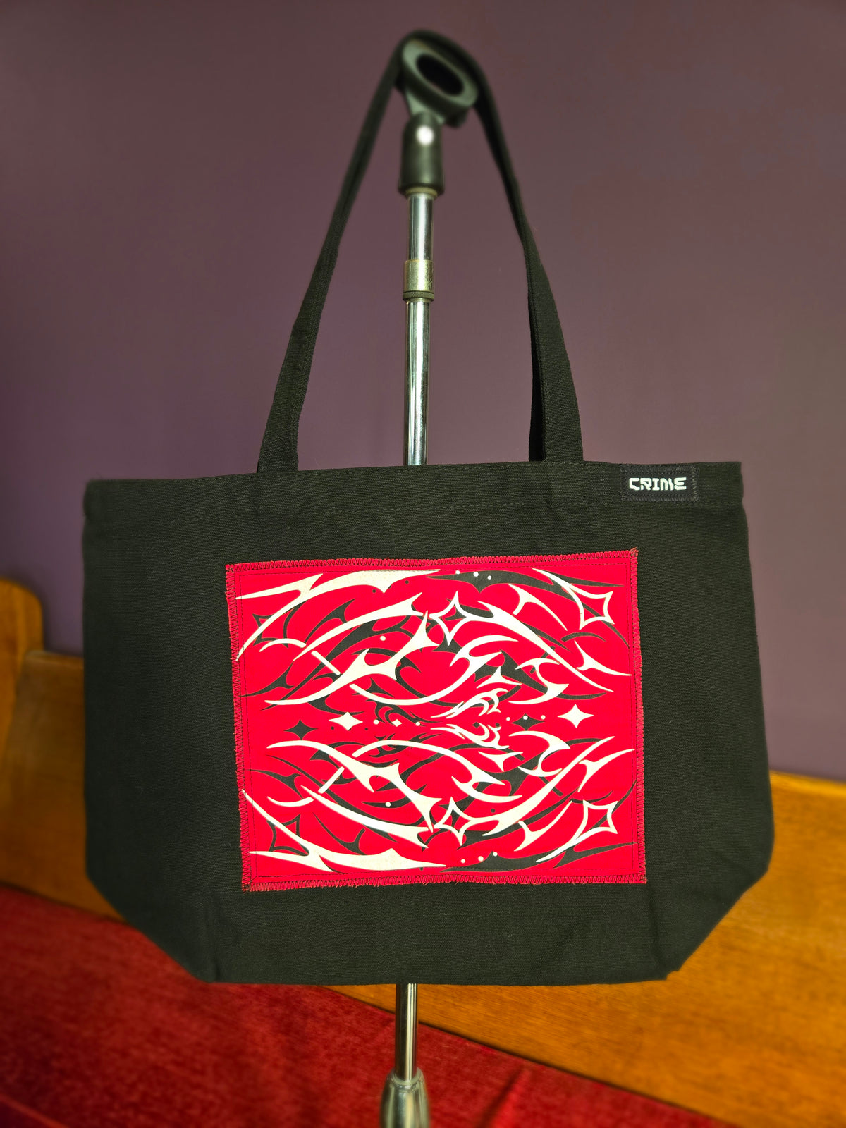 Red on black “demon heart”  TOTE BAG