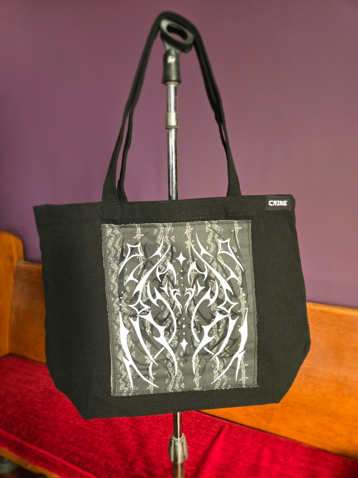 Grey on black  “demon heart”  TOTE BAG