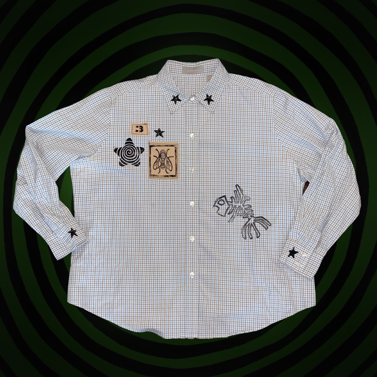 Stars Fly and Fishbone Upcycled Long Sleeve Plaid SHIRT by Start Over Studio