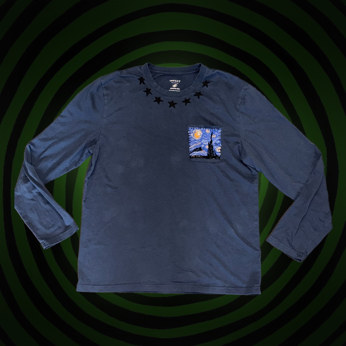 Starry Night and Stars Upcycled Long Sleeve SHIRT  by Start Over Studio