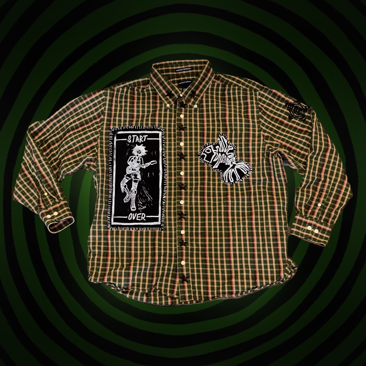 Start Over and Fishbone Upcycled Long Sleeve Plaid SHIRT by Start Over Studio