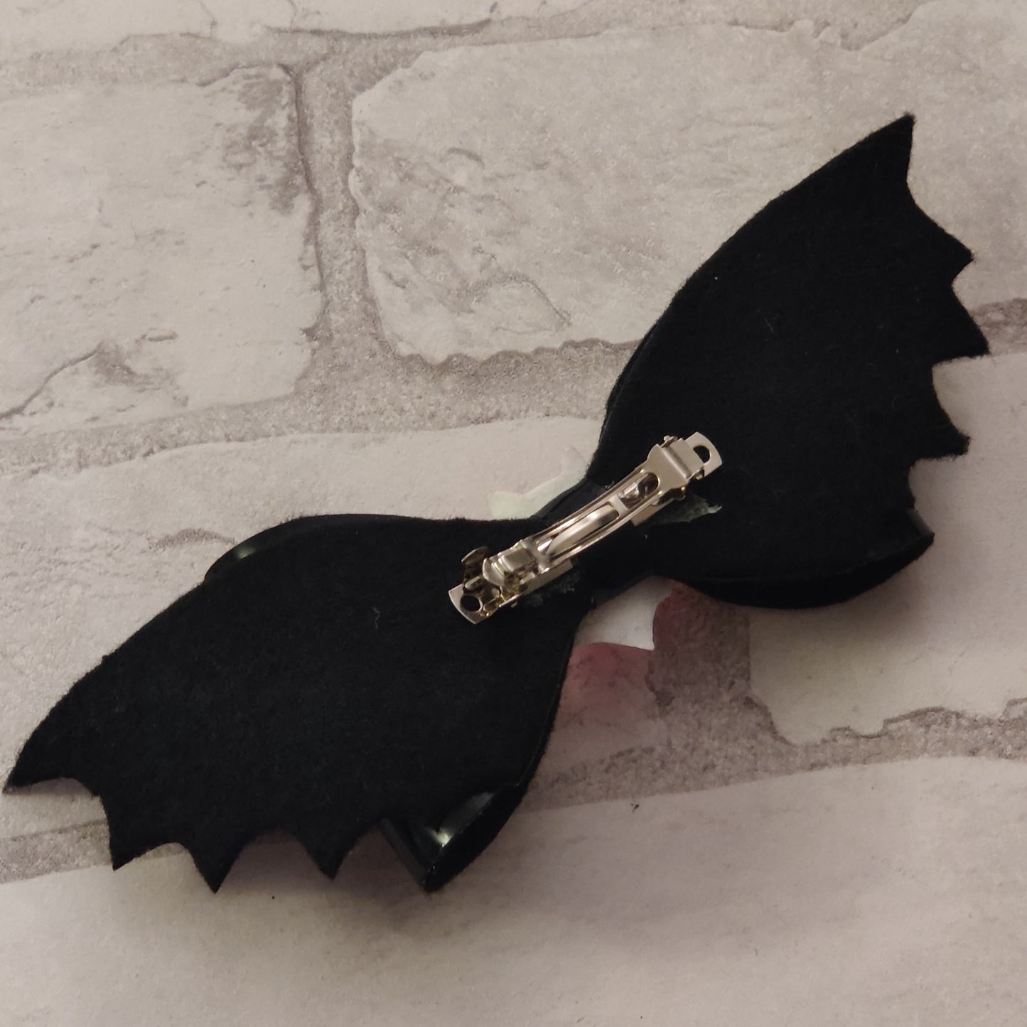 Black Vinyl Bat Wing with Pink Vinyl Bat HAiR BOW / CLiP
