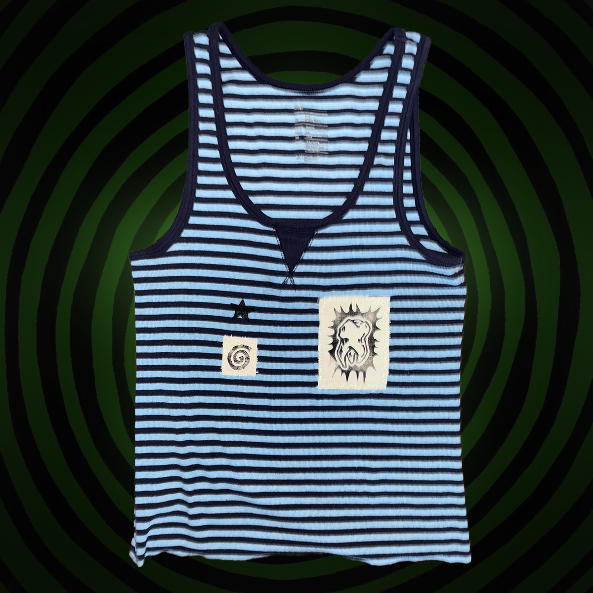 Tooth Swirl and Star Upcycled Cropped TANK TOP by Start Over Studio