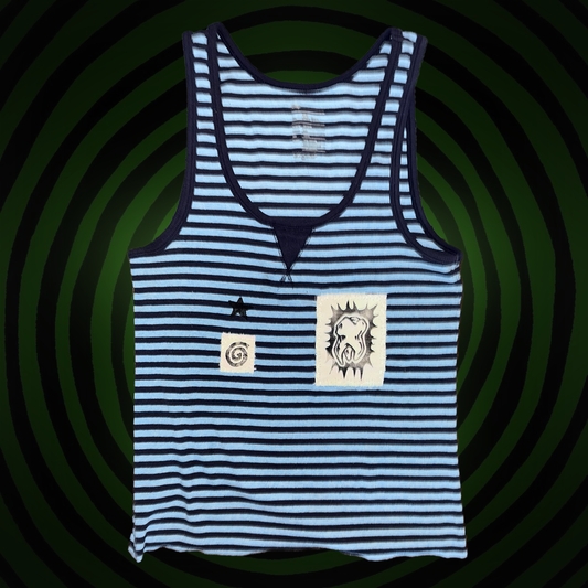 Tooth Swirl and Star Upcycled Cropped TANK TOP by Start Over Studio