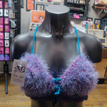 Hand Crocheted Pink, Teal and Purple Sparkly Bra Top