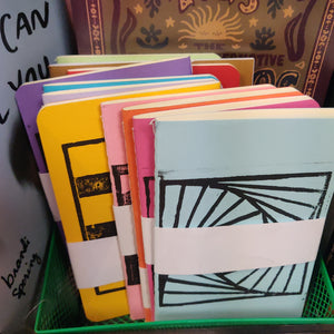 Assorted Hand-stamped Wood Cut Mini Sketchbooks / Notebooks
