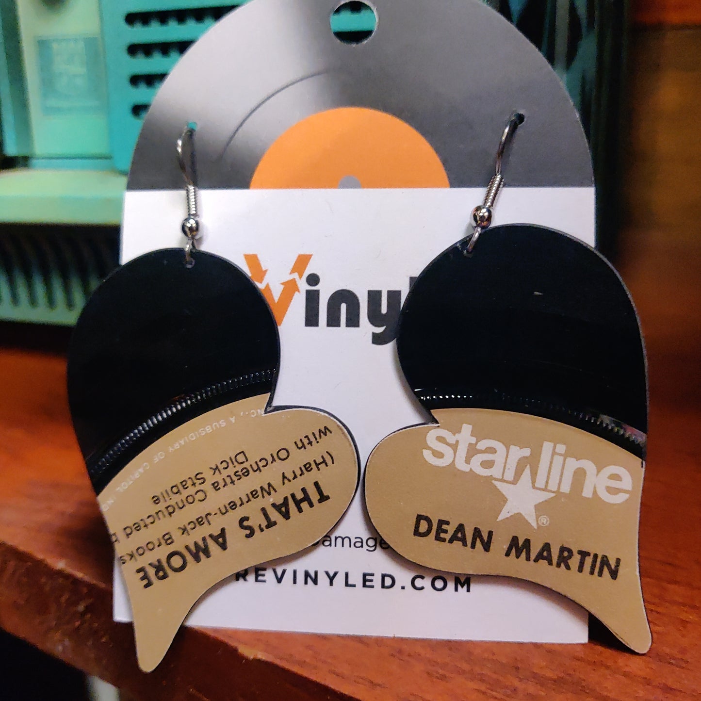 SS020 Dean Martin Heart-shaped Vinyl Record EARRINGS
