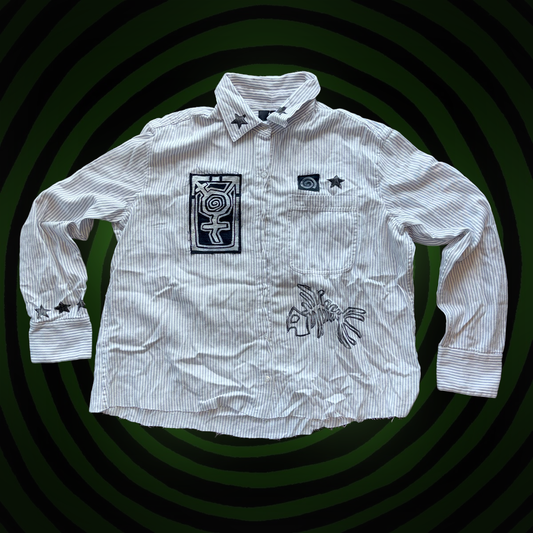Trans Pride and Fishbone Upcycled Long Sleeve SHIRT by Start Over Studio