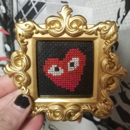 Heart Eyes Small Framed Cross-Stitch