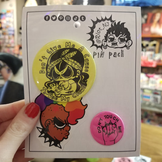 Don't Give Me A Cause To Use My Claws PIN PACK by Riot NJ