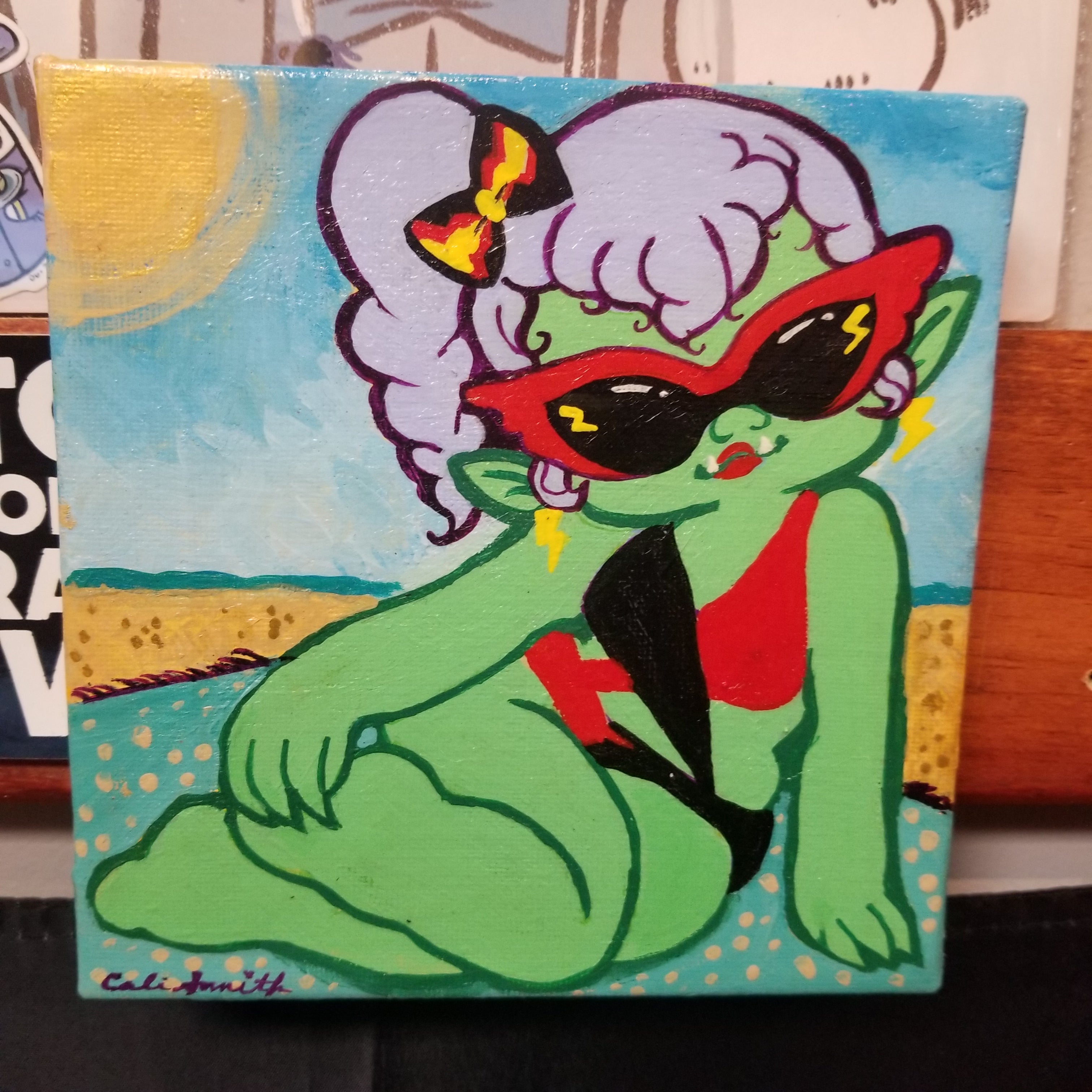 Red Glasses Babe PAINTING by Riot NJ