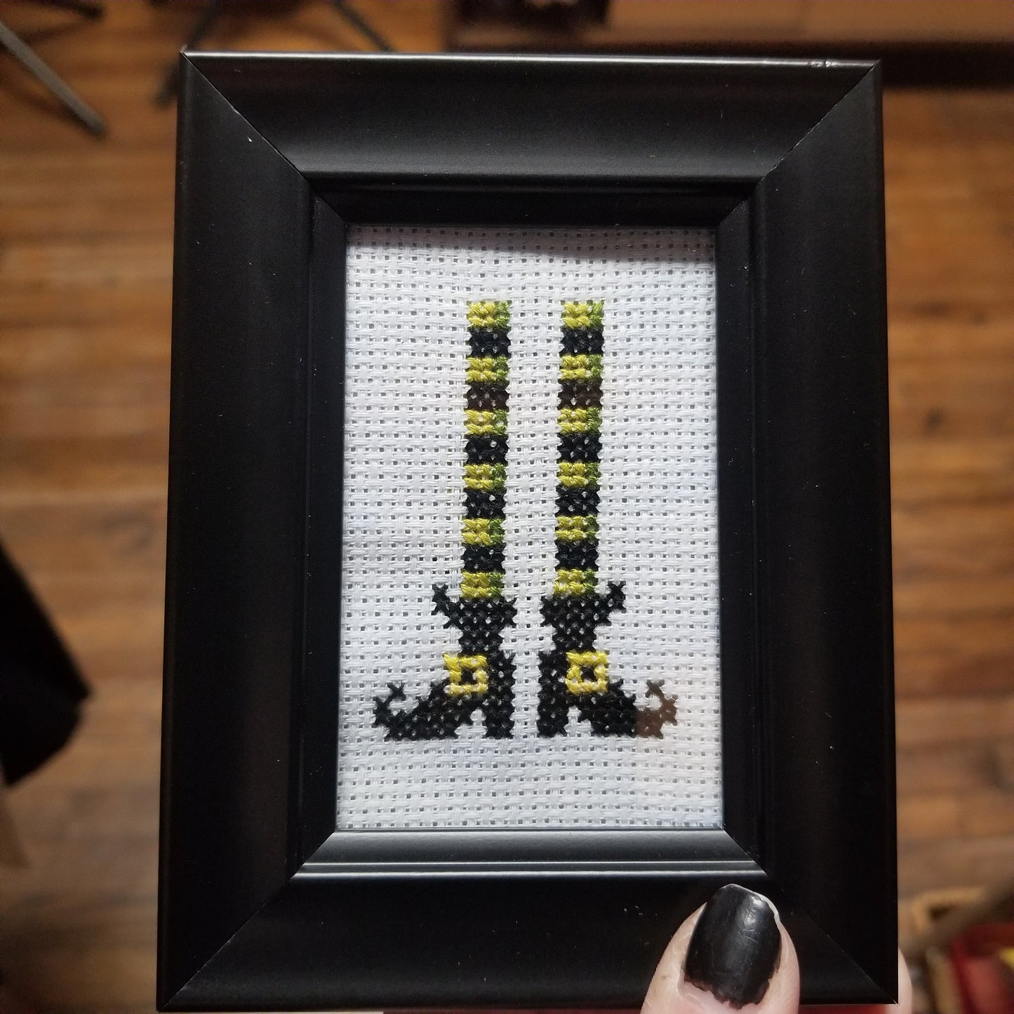 Witch Legs Framed Cross-Stitch