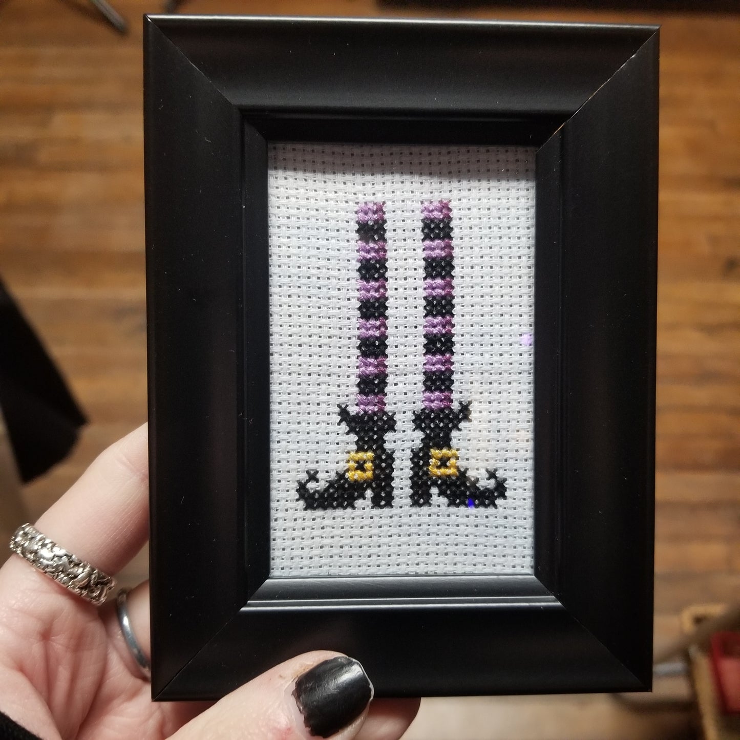 Witch Legs Framed Cross-Stitch