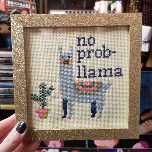 No Prob Lama Framed Cross-Stitch