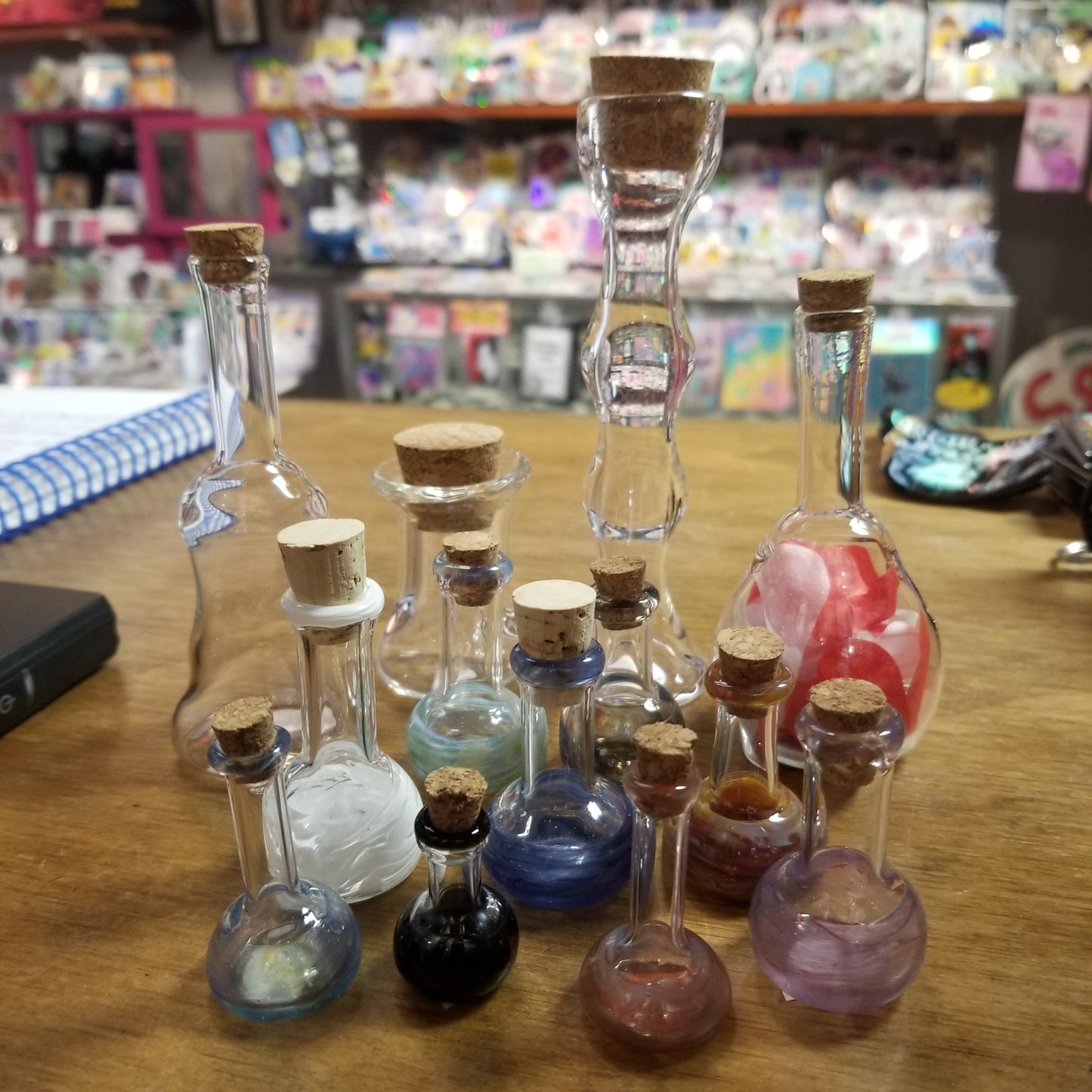 Potion - style Bottles w/ Corked Top by W.C. Glass