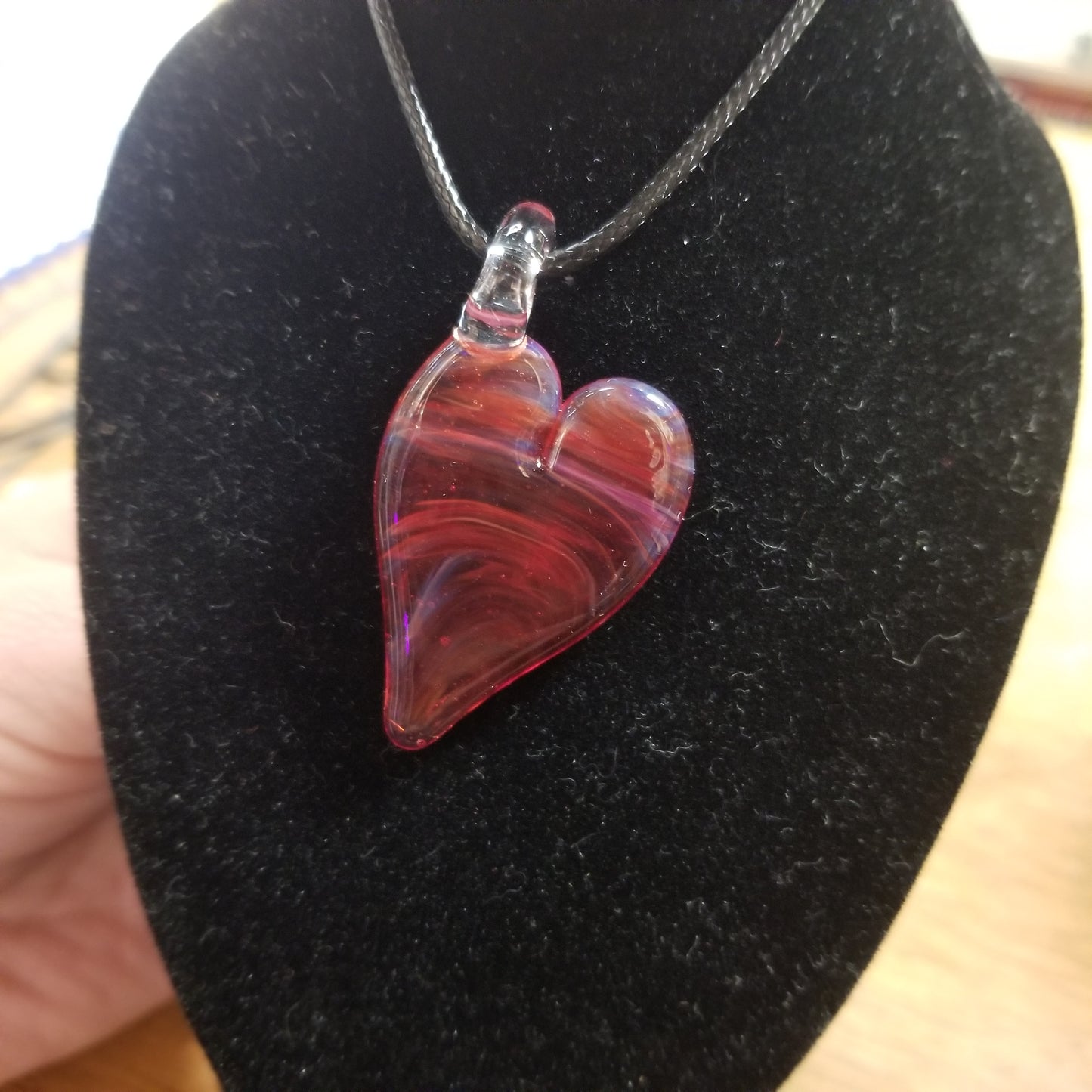 Heart Pendant Hand Blown Glass NECKLACE by W.C. Glass