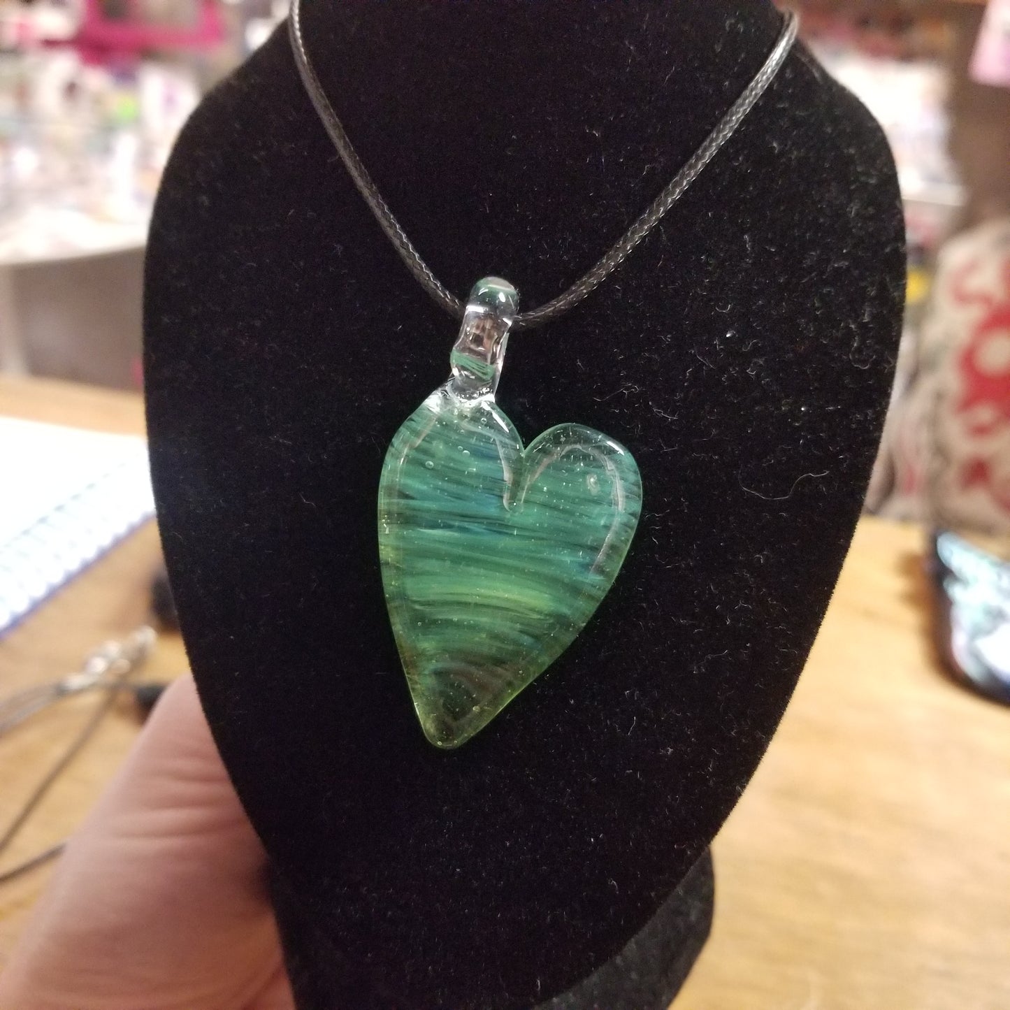 Heart Pendant Hand Blown Glass NECKLACE by W.C. Glass