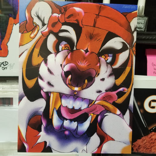 Big Cat with Red Bow and Septum Ring PRINT