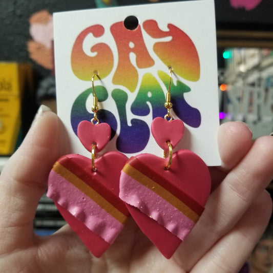 Hearts with Sashes EARRINGS by Gay Clay